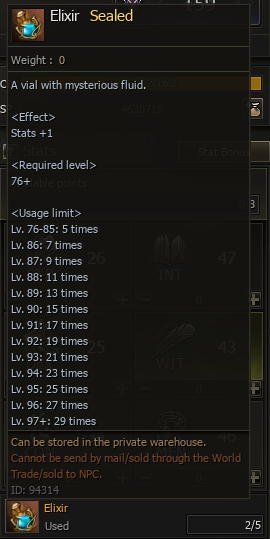 Elixir level based usage limits
