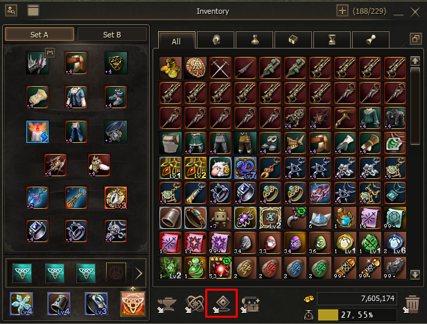Collections shortcut at the bottom of the Inventory