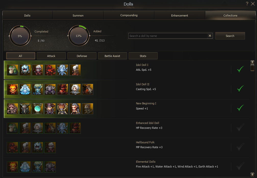 Doll collections in L2 Reborn Guardian