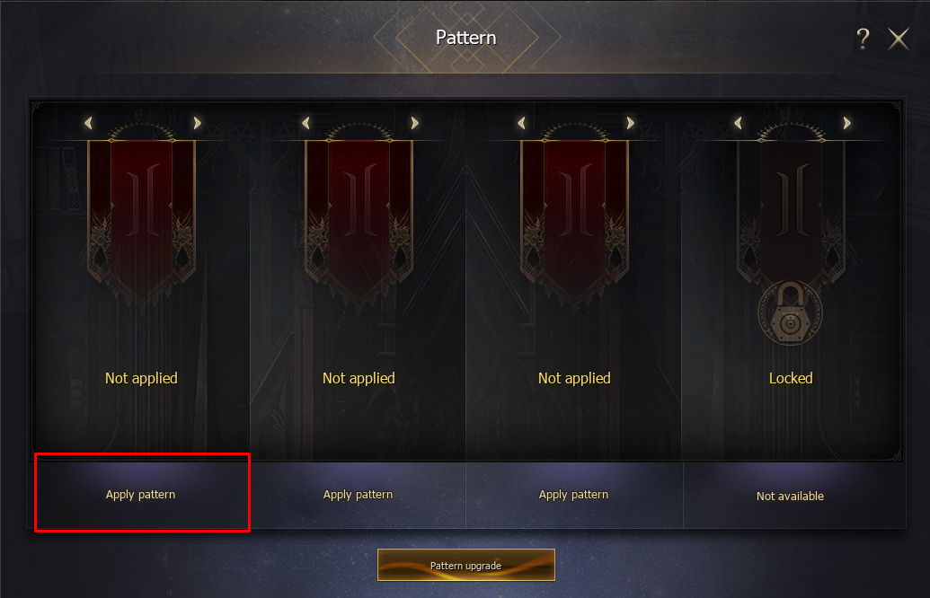 Empty Pattern slots with Apply pattern button