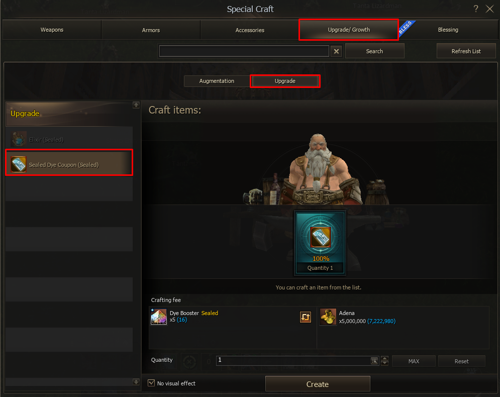 Sealed Dye Coupon in Special Craft