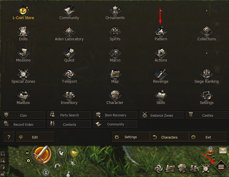 Pattern icon in the main game menu